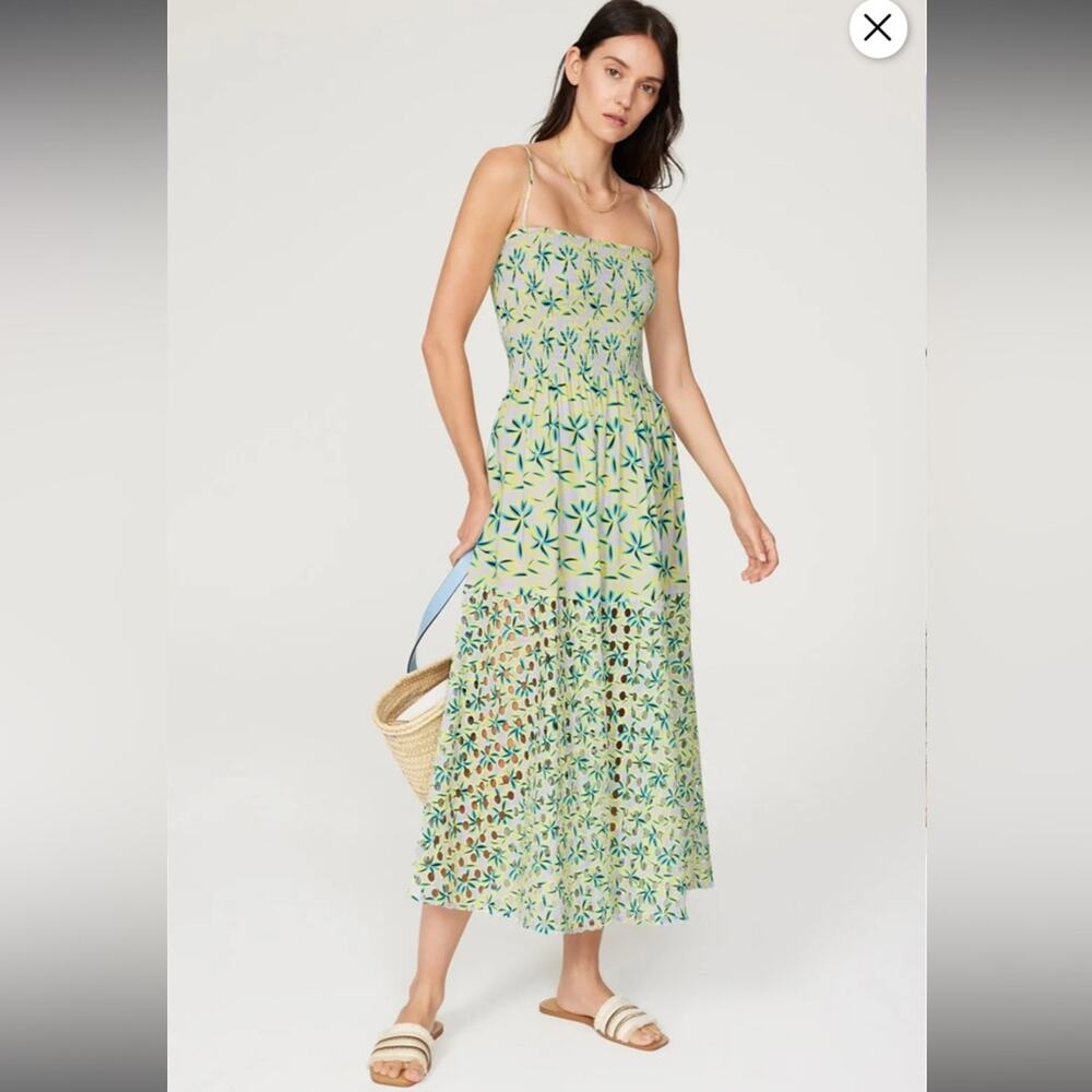 RTR Solid & Striped Kennedy Sleeveless Eyelet Floral Daze Wisteria Midi Dress L